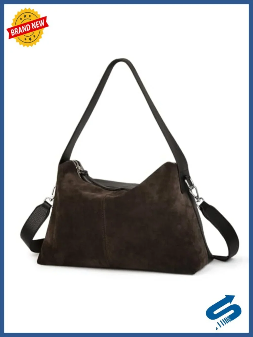 Suede Leather Crossbody Bag with Adjustable Strap Slouchy Hobo Tote